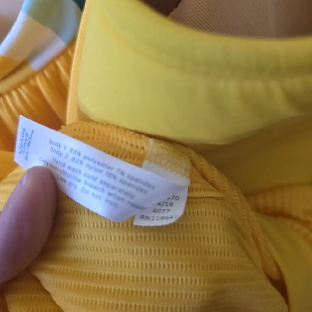 Swim By Cacique Lane Bryant Swim Top Women's Size 26 Yellow Rainbow Trim Tank
